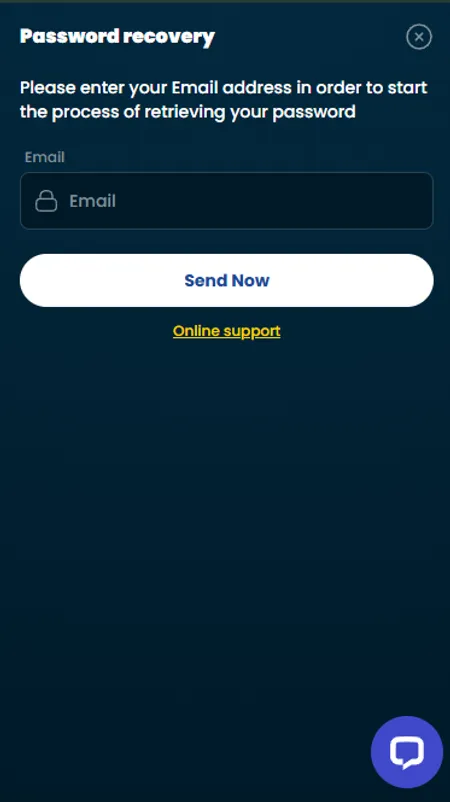 Rollino password reset form by email